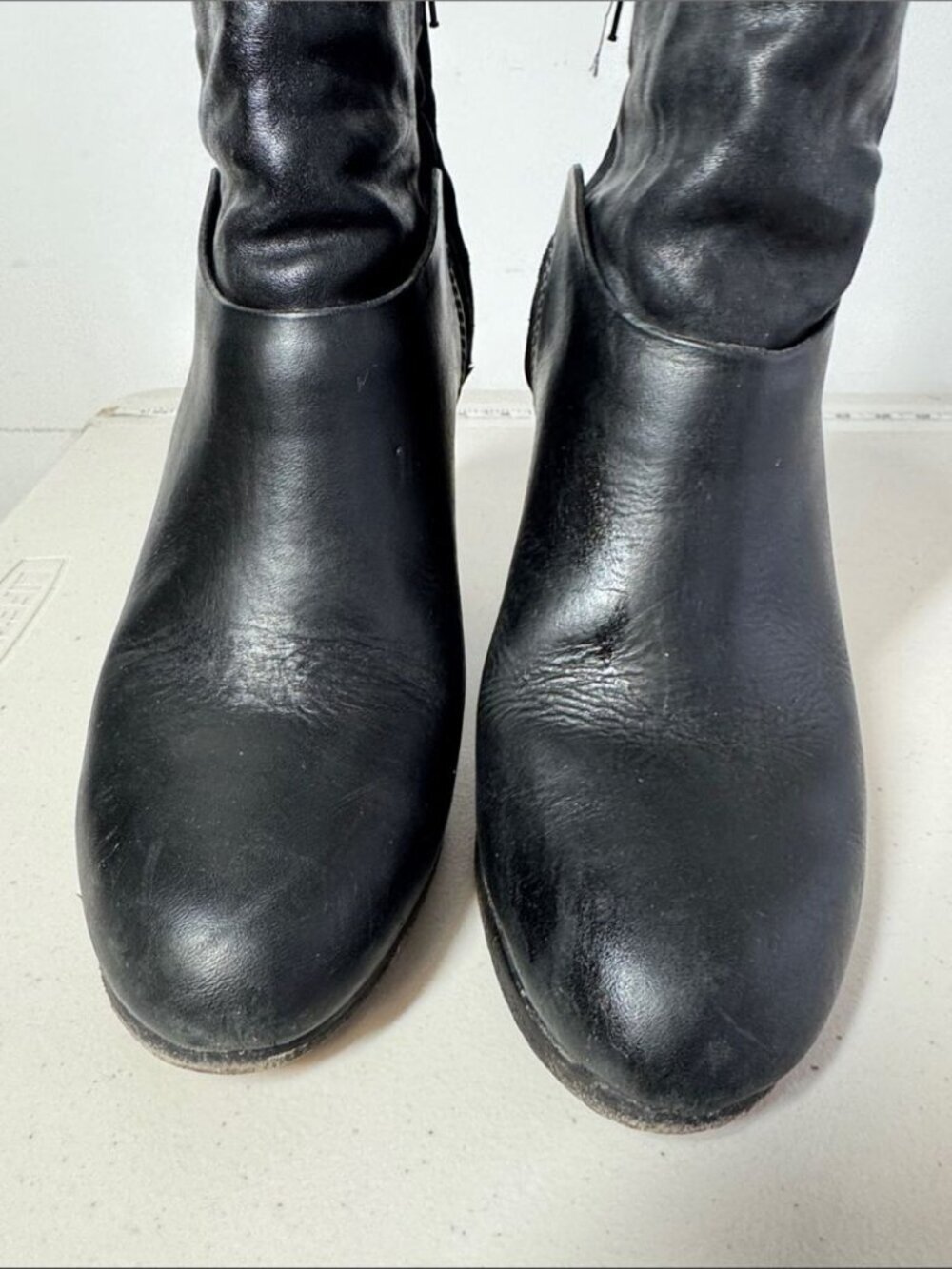 Rag & Bone Leather Ankle Boots Black EU 40 Block Heel Minimalist Chic Western - Picture 6 of 16